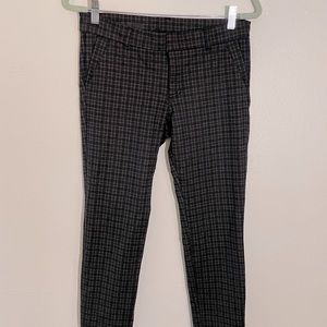 Grey and burgundy Plaid skinny pants